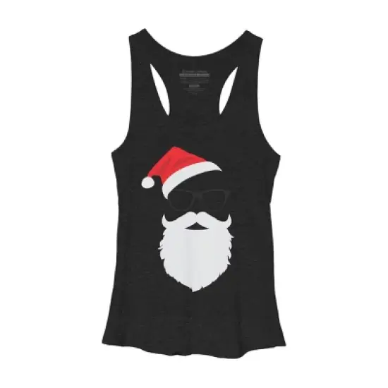 Women's Design By Humans Hipster Santa Face with Hat beard & Glasses Christmas By TronicTees Racerback Tank Top image {3}