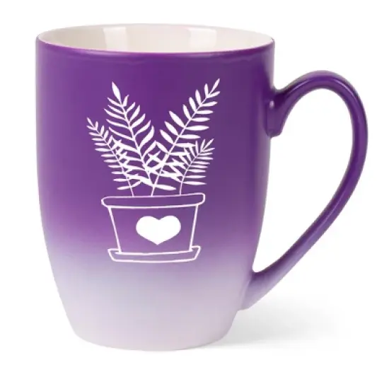 Elanze Designs Botanical Foliage Nature Coffee Cup Mug 12 Ounce Ceramic With Ombre Gradient Elegant Minimalist Fern in Heart Planter Silhouette Purple image {5}