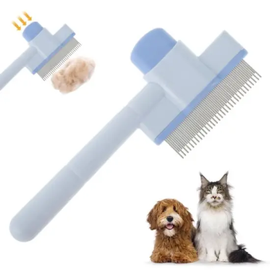Unique Bargains Self-Cleaning Pet Hair Removal Brush with Release Button for Massaging and Removing Shedding 1 Pc image {6}