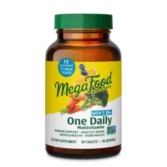 MegaFood Men's 55+ One DailyMultivitamin w/ Vitamin B12, Vitamin C, Vitamin D & Zinc - Optimal Aging & Immune Support Supplement, Vegetarian, 90 Tabs image {7}