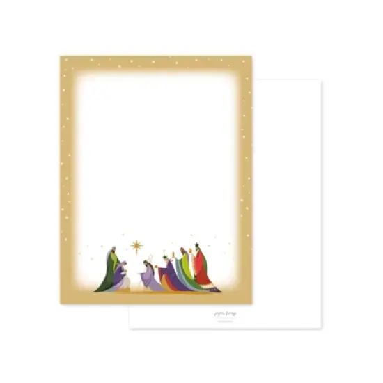 Paper Frenzy Three Wisemen Religious Christmas Letterhead Paper Pack of 75 image {1}