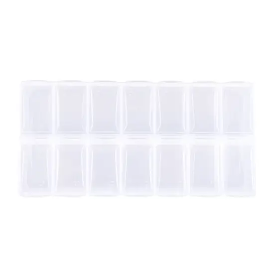 Unique Bargains 14 Grids Double Row Pill Case Clear 1 Pc image {6}