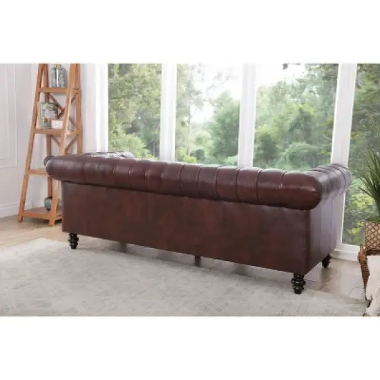 Grand Davenport Leather Sofa Brown - Abbyson Living image {2}