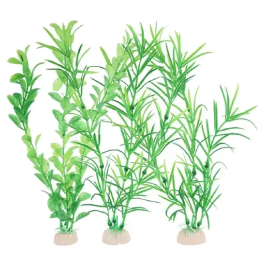 Unique Bargains Aquarium Plastic Fish Tank Artificial Plants Green 3 Pcs image {6}