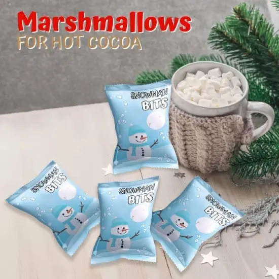 4E's Novelty Snowman Bits Mini Marshmallow 50 Packs - Vanilla Flavored Individually Wrapped Marshmallows Packets for Hot Chocolate & Stocking Stuffers image {1}