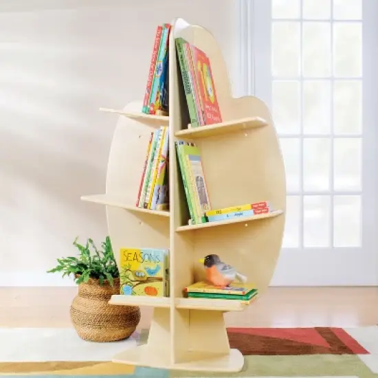 Guidecraft EdQ Reading Tree: Children's Wooden Standing Bookshelf and Classroom Book and Toy Storage Organizer image {2}