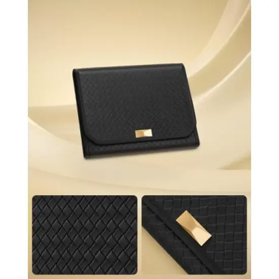 Travel Jewelry Case, Foldable Jewelry Organizer with Mirror, Large Capacity Jewelry Roll, Woven Embossed PU Leather, Gift Idea image {1}