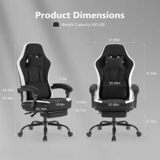 NicBex Ergonomic Office Chair with Footrest,Adjustable Recline Computer Desk Chair with Lumbar Support,Headrests,Gaming Chair for Bedroom,Office image {2}