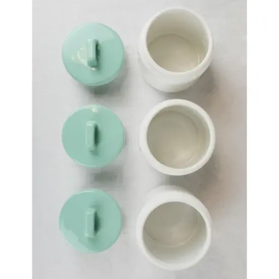 Design Imports Aqua Ceramic Jar Canister Set/3 image {6}