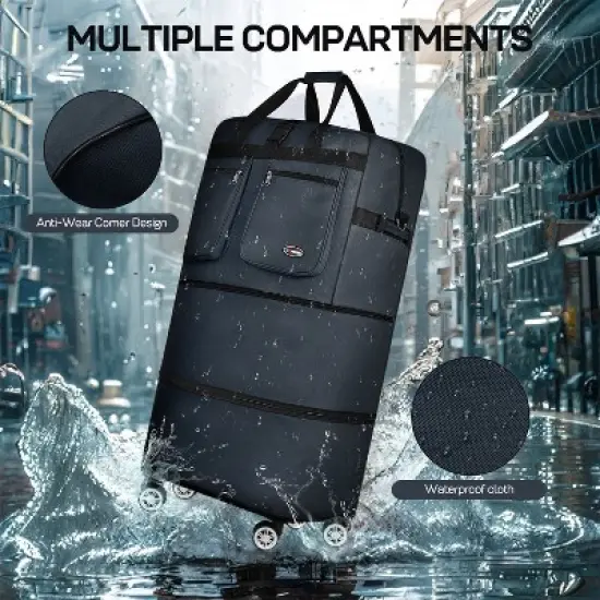 New York Xpress MEX-30,36,40, Expandable Foldable Rolling Duffel Bag with Removable Spinner Wheels image {6}