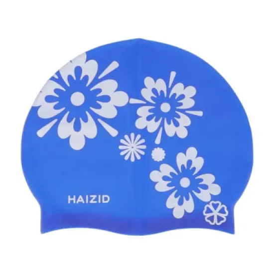 Unique Bargains Silicone Square Flower Pattern Waterproof Swim Cap 1 Pc image {9}