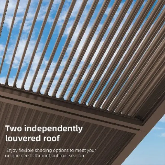 PURPLE LEAF Outdoor Louvered Pergola Sun Shade Outside Canopy with Aluminum Roof for Pool Hot Tub Backyard Garden Pavilion Patio Hardtop Gazebo image {4}