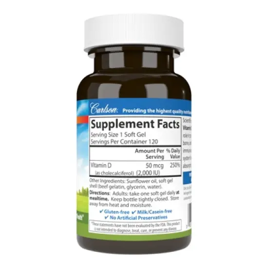 Carlson - Vitamin D3, 2000 IU (50 mcg), Cholecalciferol, Immune Support image {2}