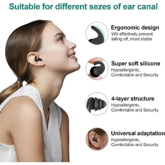 Swimming Ear Plugs for Adults,3 Pairs Waterproof Reusable Silicone Swim Earplugs for Swimming Surfing Snorkeling Showering image {1}