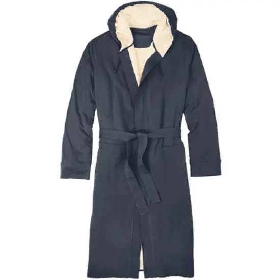 KingSize Men's Big & Tall Faux Shearling-Lined Robe - Tall - 2XL/3X, Carbon Black image {2}
