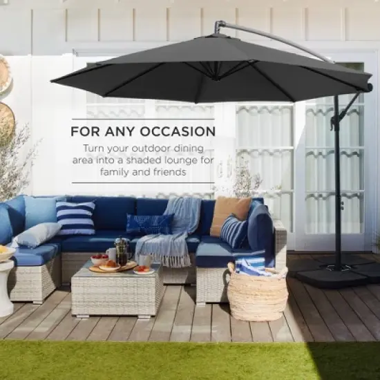 Best Choice Products 10ft Offset Hanging Outdoor Market Patio Umbrella w/ Easy Tilt Adjustment image {2}