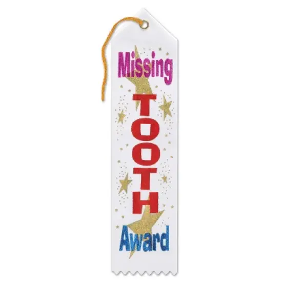 Beistle Missing Tooth Award Ribbon, 2" x 8", (6/Pkg) Multicolored image {1}