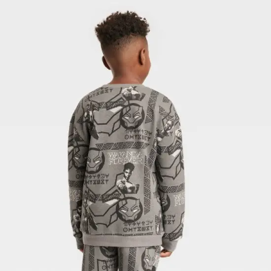 Boys' Marvel Black Panther Crewneck Fleece Sweatshirt - Dark Gray image {1}