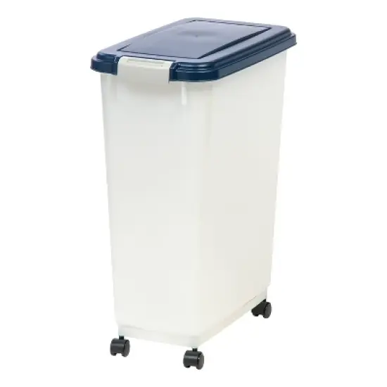 IRIS USA Airtight Pet Food Container with Casters, Navy image {9}