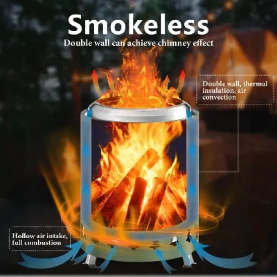 ZAFRO Tabletop Fire Pit 6.7"*7.3&iexcl;&deg; with Stand, Smokeless Firepit Outdoor, 304 Stainless Steel Small Table Top Stove Fueled By Pellets Or Wood image {2}