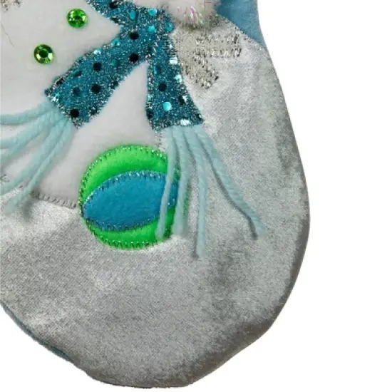 Northlight 21" Blue and White "Baby's First Christmas" Snowman Stocking image {3}