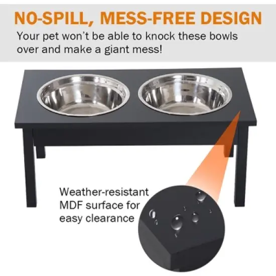 MaseiKar 23" Wooden Heavy Duty Dog Food Bowls Pet Elevated Feeding Station -Black image {7}