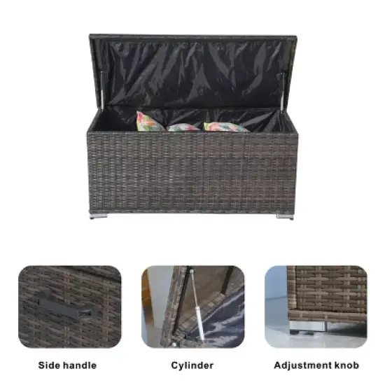 Moda Furnishings 260 Gallon Patio Outdoor Wicker Steel Storage Deck Box image {4}