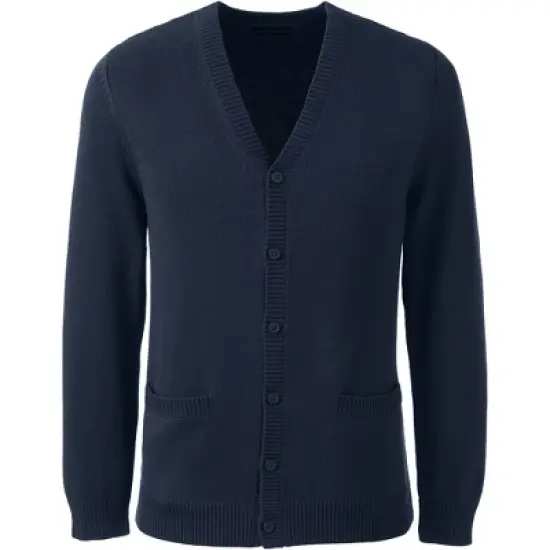 Lands' End School Uniform Men's Cotton Modal Button Front Cardigan Sweater image {3}