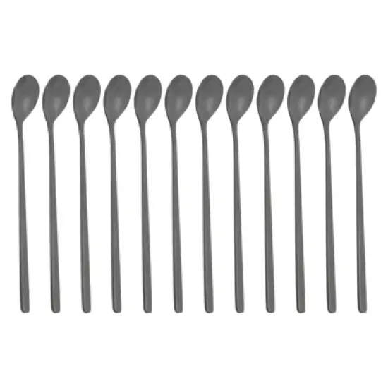 Unique BargainsStainless Steel Long Handle Bar Long Coffee Spoons 12 Pcs image {4}