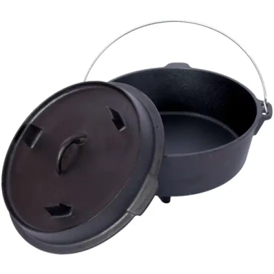 SEVOBAL Grill Cookware Outdoor Camping Pot with Skillet Lid for Versatile Campfire Cooking Use Area, Black, 13.7"*13.7"*8.1" image {4}