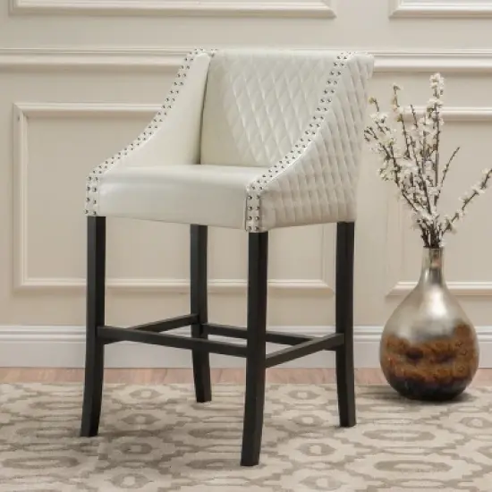 28" Milano Quilted Bonded Leather Barstool - Christopher Knight Home image {1}