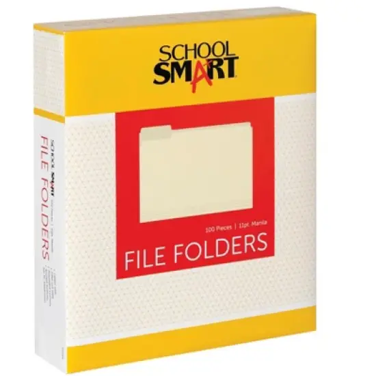 School Smart Manila File Folders, Letter Size, 1/5 Cut Tabs, Pack of 100 image {1}