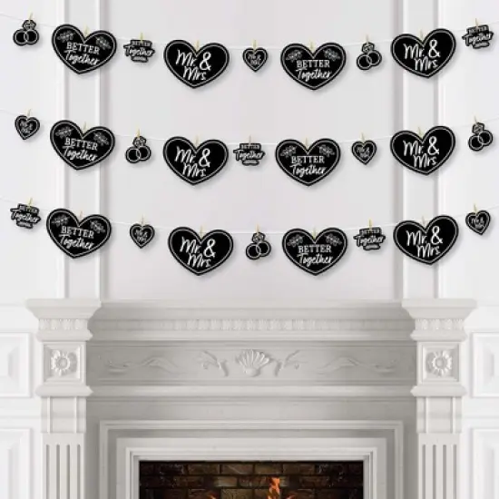 Big Dot of Happiness Mr. and Mrs. - Black and White Wedding or Bridal Shower DIY Decorations - Clothespin Garland Banner - 44 Pieces image {2}