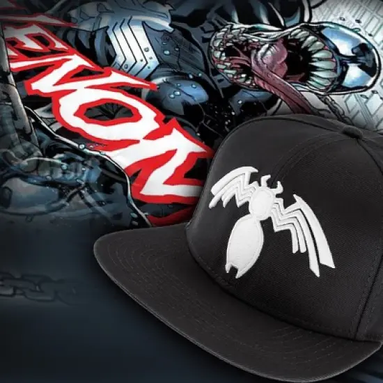 Marvel Comics Venom Symbiote Logo Licensed Adjustable Snapback Cap Hat Black image {2}