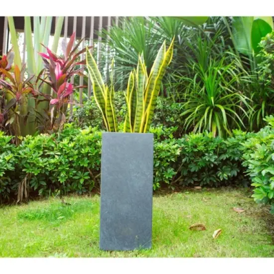 20" Tall Square Lightweight Concrete/Fiberglass Elegant Indoor/Outdoor Planter Charcoal Gray - Rosemead Home & Garden, Inc. image {6}