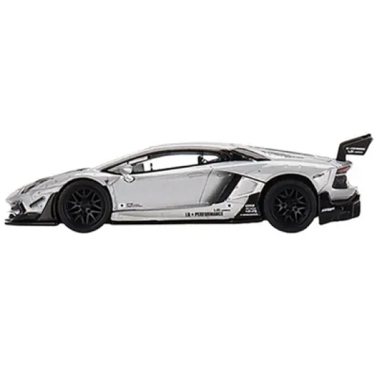 Lamborghini Aventador LB WORKS Matt Silver with Carbon Hood Ltd Ed to 4800 pcs 1/64 Diecast Model Car by True Scale Miniatures image {1}