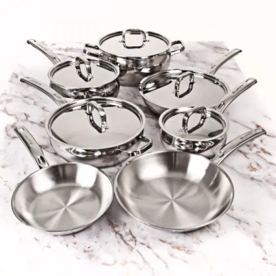 BergHOFF 12Pc 18/10 Stainless Steel Cookware Set with Stainless Steel Lid, Belly Shape image {10}