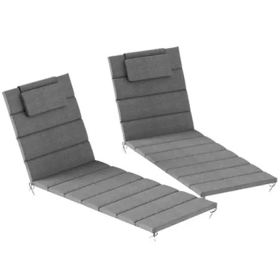 Outsunny Foldable Lounge Chair Cushion Set of 2, UPF50+ 230gsm Olefin and 25D High-Density Foam, Chaise Lounge Cushion Set, 80" x 26" image {7}