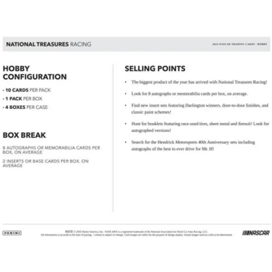 2024 Panini National Treasures Nascar Racing Hobby Box image {4}