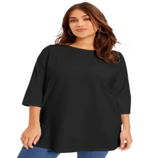 June + Vie by Roaman's Women&rsquo;s Plus Size Boatneck One + Only Tunic image {3}