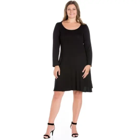 Classic Long Sleeve Flared Mini Plus Size Dress image {4}