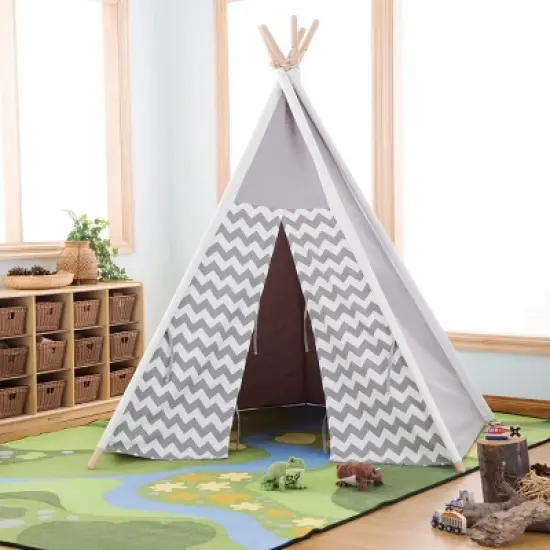 Kaplan Early Learning Easy View Foldable Gray and White Canvas Tent image {5}