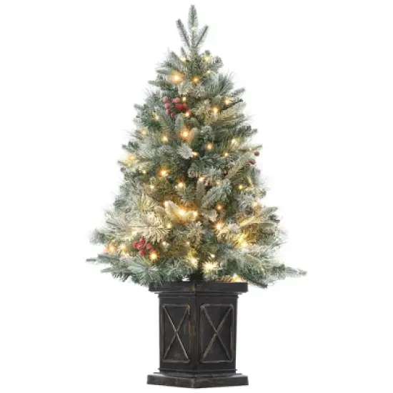 3 Ft Pre-Lit Christmas Tree, Artificial Christmas Trees with Base, Xmas Trees with 78  Lights image {3}