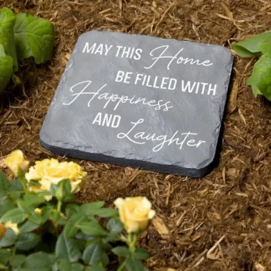 Pavilion Gift Company - Happiness & Laughter - 7.75" x 7.75" Garden Stone - Stepping Stones and Pathways image {1}