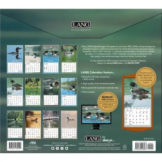 Lang 2024 Wall Calendar 24"x12" Loons on the Lake image {2}