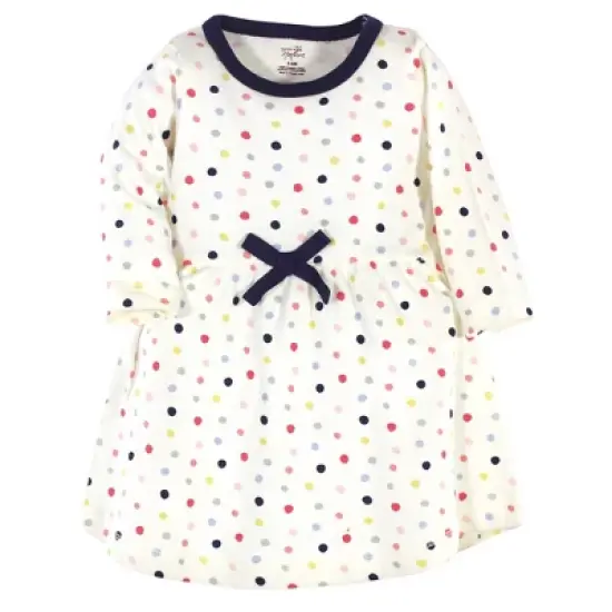 Touched by Nature Baby and Toddler Girl Organic Cotton Long-Sleeve Dresses 2pk, Colorful Dot image {2}