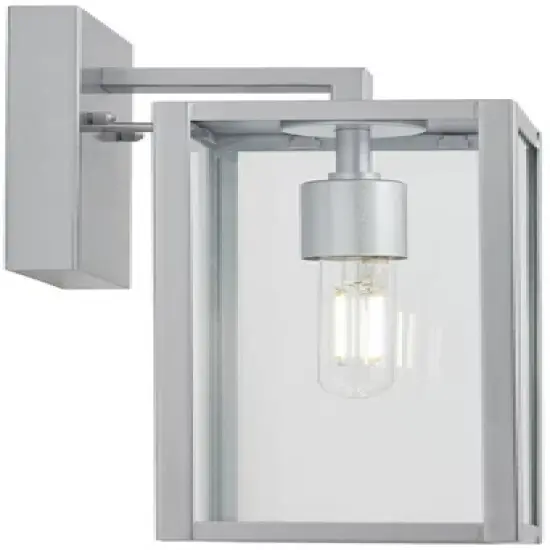 John Timberland Titan Modern Outdoor Wall Light Fixture Silver Metal Rectangular Frame 14" Clear Glass for Post Exterior Barn Deck House image {7}