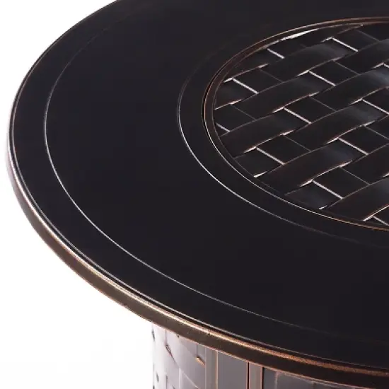 44" Round Aluminum 55000 BTUs Propane Woven Fire Table with 2 Covers - Oakland Living
 image {6}