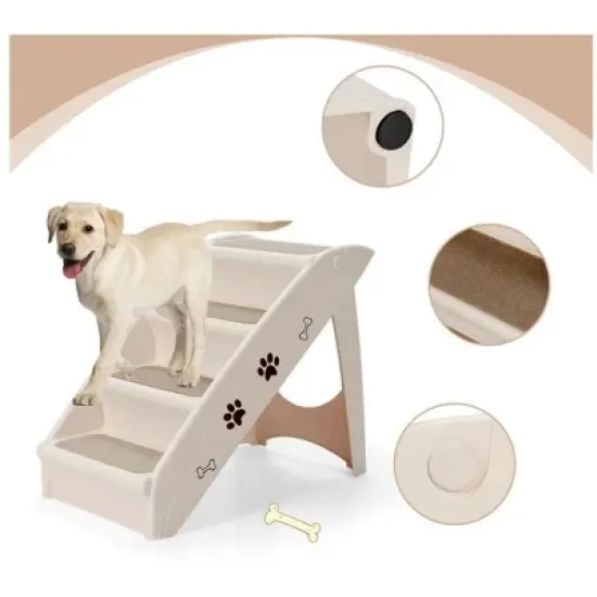 Folding Pet Dog Stairs Steps for high Bed Indoor Outdoor, with Siderails, Non-Slip Pads Foldable Plastic, Support up to 150 lbs image {2}