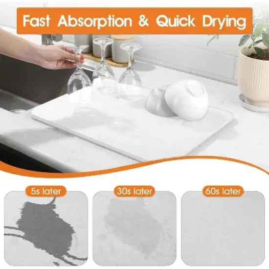 18"x14" Quick Dry Diatomite Kitchen Mat, , Non-Slip Drying Pad for Countertop 2 Pack image {2}